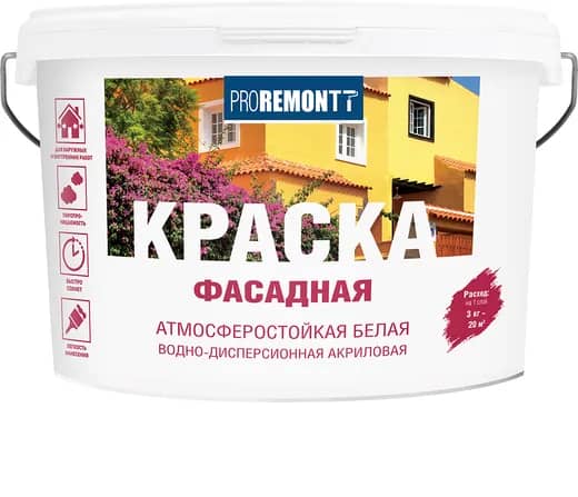 картинка PROREMONTT Краска фасадная 3кг, цвет белый от магазина Альфа Плейс